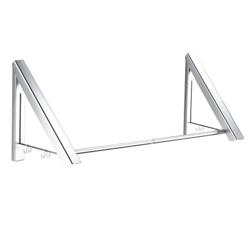Perchero retráctil de Pared, Perchero Ajustable, Barra de Aluminio para Colgar Ropa, Dormitorio y balcón, Ahorra Espacio. Capacidad de Carga, Plegable, fácil instalación.