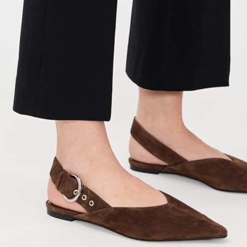 Image of Slingback Flat Shoes for Women Pointed Closed Toe Flat Mule Sandals Casual Comfortable Office Dressy Shoes