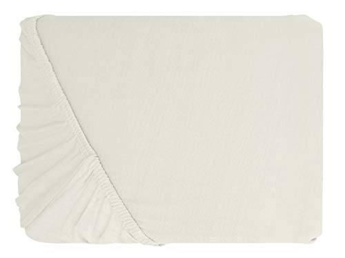 npluseins klassisches Jersey Spannbetttuch - erhältlich in 34 modernen Farben und 6 verschiedenen Größen - 100% Baumwolle, 140-160 x 200 cm, naturweiß - Image 3