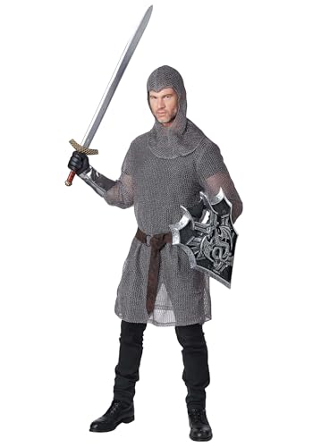 California Costumes Metallic Knit Chainmail Tunic and Cowl Adult Costume, Large/X-Large,Silver - Thumbnail 7