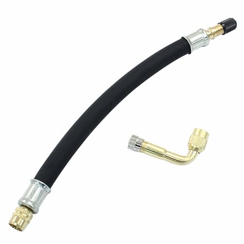 Image of Zorfeter Tire Valve Extension, 8.25 Inch Flexible Valve Stem Extenders with 90 Degree Brass Tire Valve Extension Adaptor Compatible for Cars, Harleys, RV, Truck, Bicycles, Motorcycles