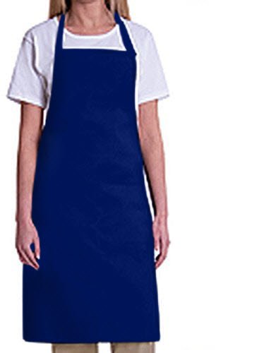 MHF APRONS Bib Aprons 1 Piece Pack-2 Waist Pockets- New Spun Poly-commercial Restaurant Kitchen-(Royal Blue)