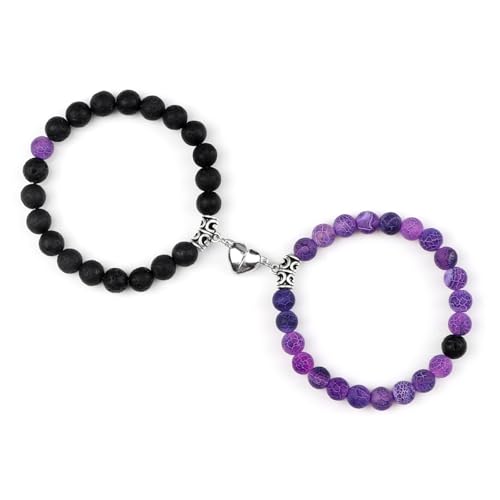 Bracelet de perle cristalline homme 8mm : pierres naturelles bleu et élastique tressé 17cm