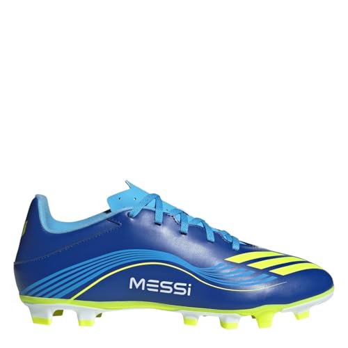 adidas F50 Messi Club Terrain sec Multi-surfaces Chaussures de football unisexe, bleu jaune, 43 1/3 EU