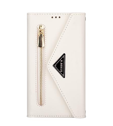Étui portefeuille Samsung Galaxy A52 housse cuir blanc avec cordon