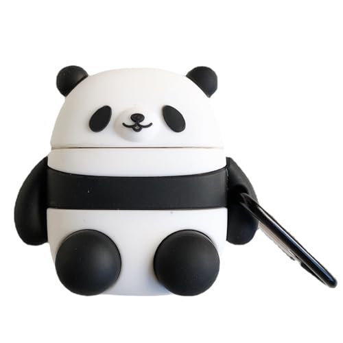 3D Cartoon Custodia in Silicone Compatibile con Airpods 1 2, Protettiva Panda, Cover Divertenti Carino con Moschettone, Impermeabile Antiurto