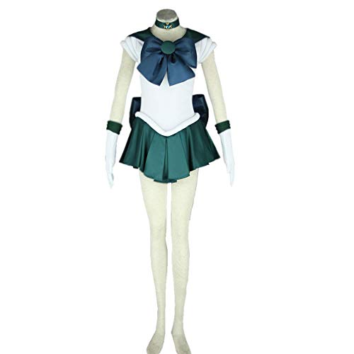 Ourcosplay Women's Sailor Moon Neptune Kaiou Michiru Cosplay Costume 6 Pcs Set (Women S) Green #TOP1