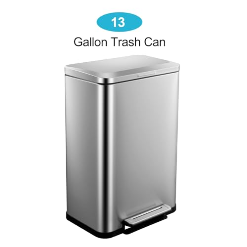 Caneca de basura rectangular 50L acero inoxidable miniatura 5