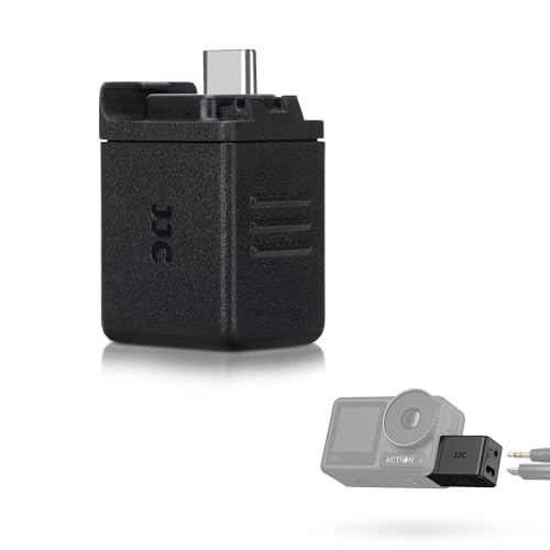 Image of JJC 3.5mm Audio Mic Adapter for DJI Osmo Action 5 Pro & Action 4, External Microphone Converter with Type-C Charging and 3.5mm Interface for Audio Recording