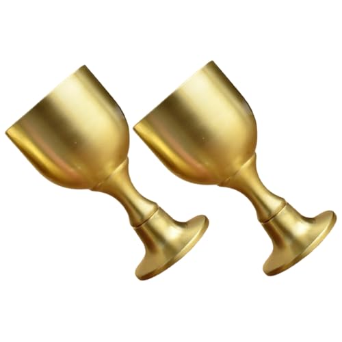 Toyvian Set 2 Calici da Vino in Rame Massiccio Coppa per Liquori Decorativa Calice Cinese per Uso Domestico e Cena Retrò