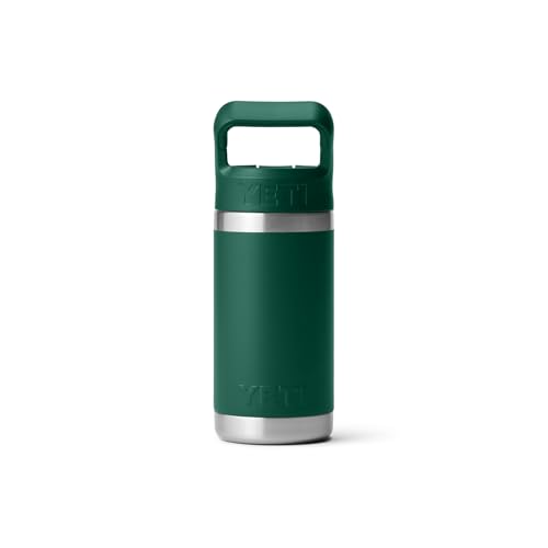 Image of YETI Rambler Jr. 12 oz Kids Bottle, with Straw Cap, Black Forest Green | Straw Cap