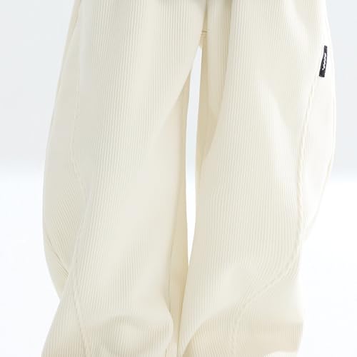 Girls Ribbed Baggy Sweatpants Teen Lightweight Wide Leg Pants Elastic Waist Loose Fall Winter Warm Athletic Trousers4