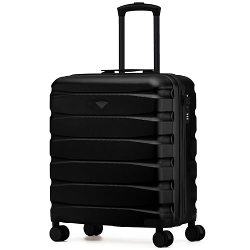 Flight Knight Lightweight Travel Suitcase 56x45x25cm | Hard Shell Carry On Luggage with Aluminum Telescopic Handle, 8 Wheel & TSA Lock | Approved for British Airways, Jet2 & EasyJet Overhead Bag