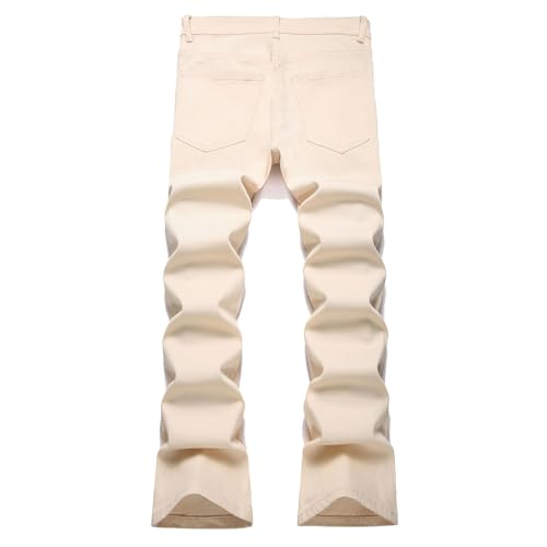 Men's Patches Boot Cut Released Hem Denim Jeans2