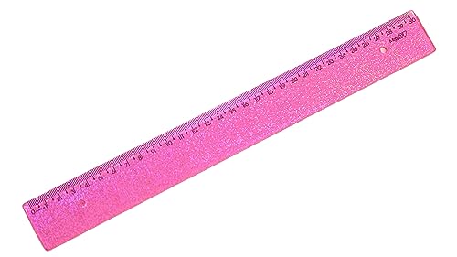 REGUA DE 30 CM NEW LINE HOLOGRAFICA GLITTER ROSA