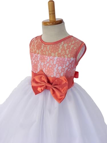 Sleeveless Lace Bias Keyhole 2 Layer White Tulle Birthday Flower Girl Gown Wedding4