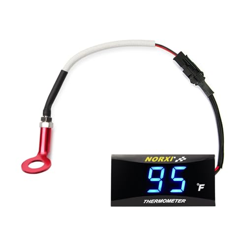 Norxi Cylinder Head Temperature Meter Engine Temperature Gauge with 10mm 14mm Probe Sensor Adapter (Blue,10mm)
