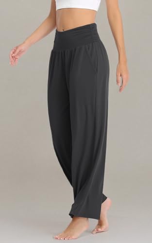 Image of TARSE Womens Wide Leg Pants Casual Loose Yoga Sweatpants Comfy Lounge Pajama Flowy Pants Pockets