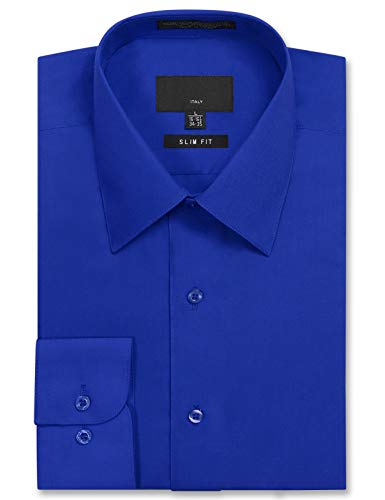 Allsense Men's Long Sleeve Slim Fit Solid Dress Shirt 14-14.5 N / 32-33 S Royal Blue