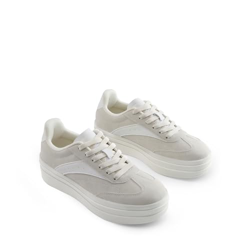 DREAM PAIRS Women's Platform Sneakers Walking Val Tennis Lace-Up Comfortable Casual Fashion Sneakers Shoes.,Size 9,Beige,SDFN2455W - image 6