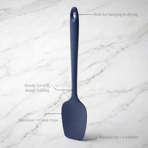 Lilybeam 600ºF Heat Resistant Spatulas, High Heat Food Safe Semless Kitchen Silicone Scraper Set for Cooking Baking Mixing Scraping Stirring Nonstick Cookware Pan Bowl (4Pcs,Midniaht Blue) by Lilybeam - Image 9