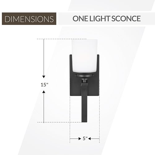 Image of Generation Lighting 1-Light Kemal Traditional Bath Fixture Wall Lamp Midnight Black 4130701-112, Bathroom Light Fixture for Home Decor, Wall Sconce Vanity Light Fixture and Bathroom Accessory