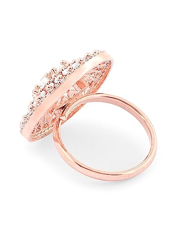 ZAVERI PEARLS Rose Gold Dazzling Cubic Zirconia Party Bling Statement Brass Adjustable Finger Ring For Women-ZPFK16098 - Image 7