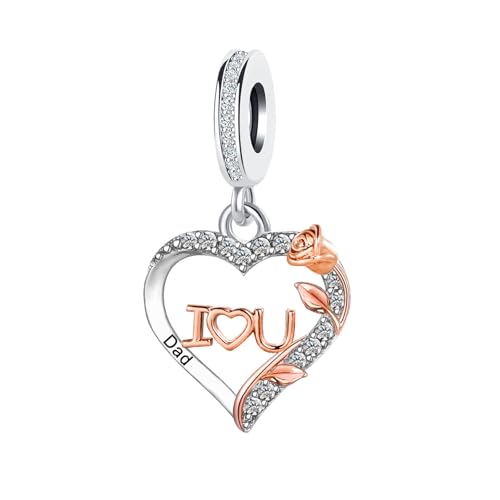 ZakiaHo Abalorios para pulseras con texto en inglés 'I Love You', para mamá, hija, hermana, abuela, abuela, mejor amiga, regalos de cumpleaños para mujeres, compatibles con pulseras Pandora, Cobre, No