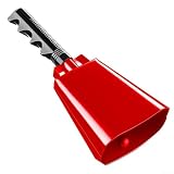 Steel Cowbell with Handle, Loud Hand Percussion Instrument for Sports Events, Games and Parties, Iron Cheering Bell for School, Weddings and Celebrations
