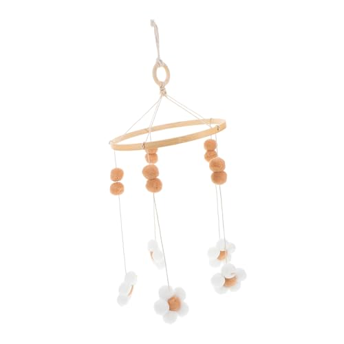 GARVALON Nordic Wind Chime Bed Bell Girl Mobile Boho Mobile for Crib Flower Mobile Mobile Hanger Wooden Mobile Arm for Crib Mobiles Nursery Decor Neutral Felt Mobile