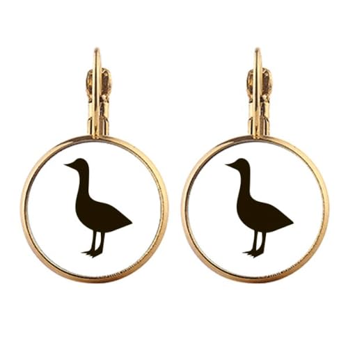 Boucles d'oreilles oie noire à clip dorées pour porter des pendants sans douleur