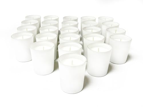 Simply Soson Votive Candles Bulk, 24 Filled White Votive Candle Holder, 10 Hours Burn time, Small Candles, Bulk Candles, Unscented Candles, Candle Votives for Wedding, Holiday