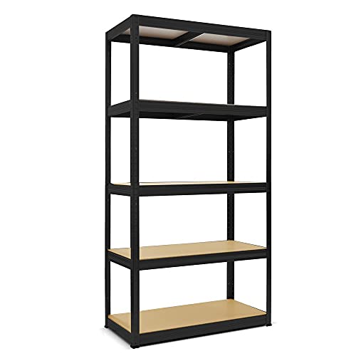 HEMMDAL Schwerlastregal Typ S, schwarz/matt - 180 x 90 x 45 cm - belastbar bis 750 kg - stabiles Lagerregal/Kellerregal Cover