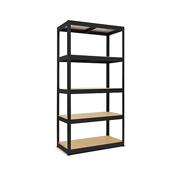 HEMMDAL Schwerlastregal Typ S, schwarz/matt – 180 x 90 x 45 cm – belastbar bis 750 kg – stabiles Lagerregal/Kellerregal
