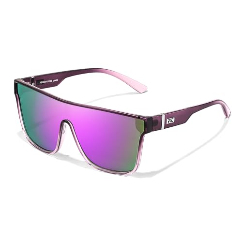 FEISEDY Sunglasses for Women Men Fashion Mirrored Single Lens Driving Beach Sunnies UV400 Shades B2996 Gradual Purple