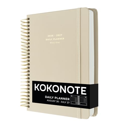 Kokonote Agenda 2026 2027 Dia por página A5 Misty Gray - Agenda Escolar Universitaria, Oposiciones o Insituto | Págs. Alto Gramaje | Con Pegatinas, Planificador Mensual, Anual, de Gastos…