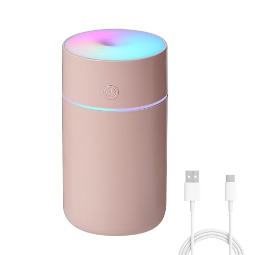 【2025新モデル＆Type-C充電式】 BLAIS 加湿器 卓上 小型 230mL 超音波式 コードレス アロマ対応 静音 7色LEDライト 上から給水 空焚き防止 水漏れ防止 軽量 コンパクト 持ち運び便利 お手入れ簡単 省エネ おしゃれ 車内/寝室/子供部屋/オフィス/デスク/一人暮らし用 クリスマス/誕生日/新年 プレゼント 日本語説明書付き(ピンク/pink)