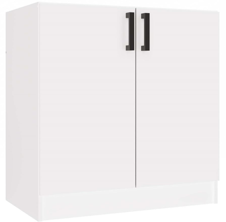 BDW Katia D-80 - Meuble de cuisine, 80 x 45,5 x 82 cm, blanc mat, 2 portes avec compartiment pour étagères, lavabo