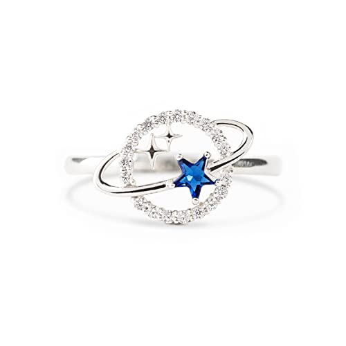 STORYJEWELLERY To My Granddaughter Star Ring, 925 Silver Planet Star Ring for Granddaughter, Grandma Granddaughter Gifts