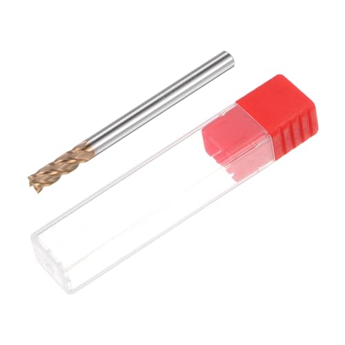 Image of HARFINGTON Micro Grain Carbide Square End Mill 5 /32 inch x 15 /32 inch (4mm x 12mm) Cut 5 /32 inch (4mm) Shank 2 inch (50mm) Length AlTiN Coated 4 Flutes Square Nose Cutter for Alloy Steel Hardened Steel