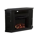 SEI Furniture Claremont Convertible Electric Storage Corner Fireplace, Black