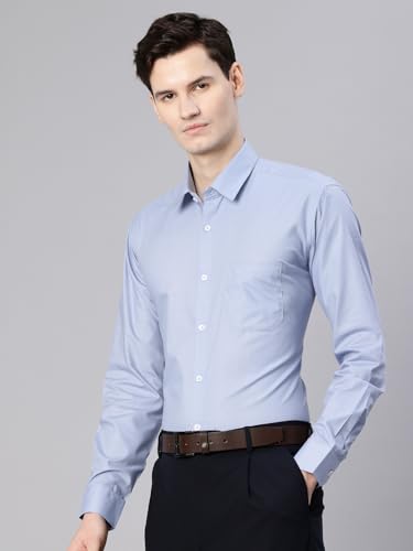 Image of Majestic Man Men's Solid Cotton Blend Wrinkle-Resistant Slim Fit Easy-Iron Formal & Office Wear