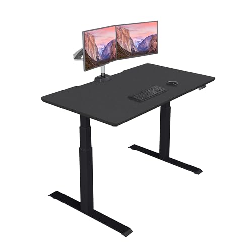 Vari Classic Electric Standing Desk - VariDesk Height Adjustable Sit/Stand Desk - Dual Motor with Memory Presets, Stable T-Style Legs - Gaming or Home Office Workstation - 60”x30”, Black/Black