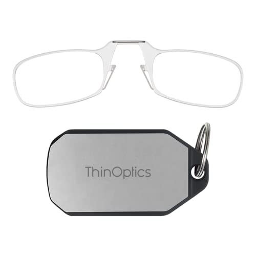 ThinOptics unisex adult Keychain Case + Reading Glasses, Clear, 44 mm