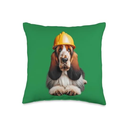 Grand Basset Griffon Vendéen Dog Yellow Hard Hat Helmet Crew Throw Pillow