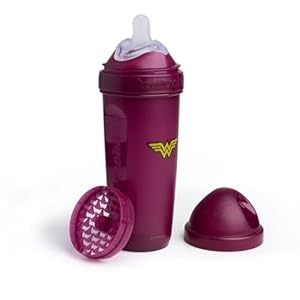 Herobility DC Comics Double Anti-Colic Baby Bottle – 12 fl oz/340ml – Soft Teat, Easy Mix Lid & Mesh Safe – BPA-Free – Wonder Women