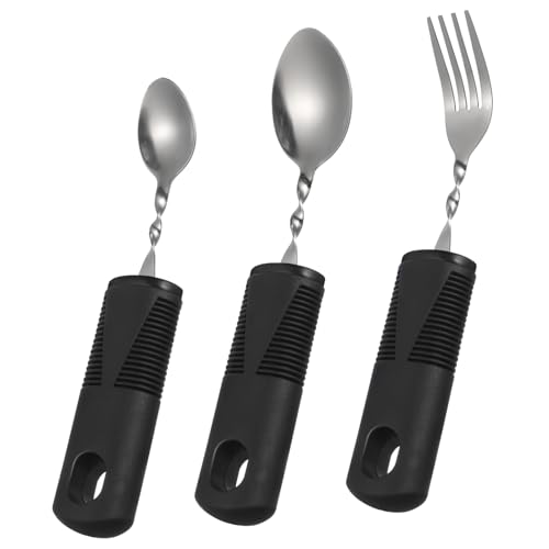 BELLIFFY Adaptive Utensils Set Spoons for Elderly Curved Weighted Cutlery for Disabled Elderly Patients