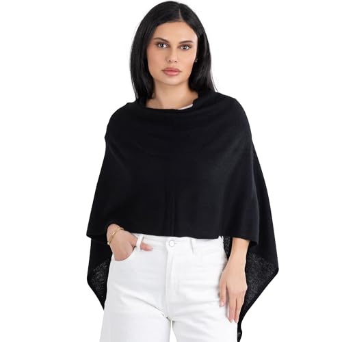 Image of Velanio Cashmere Poncho for Women - 100% Mongolian Wrap & Dress Topper