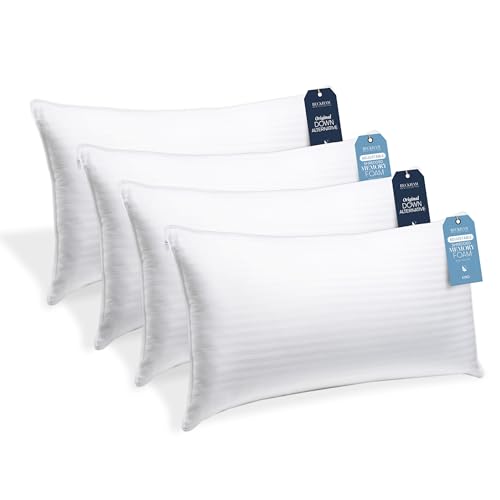 Beckham Hotel Collection - 4 King Pillow Set – 2 Down Alt & 2 Mem...