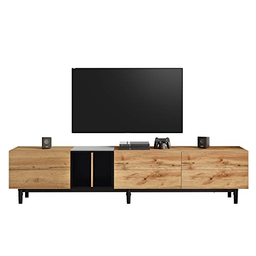 Merax Modern TV Entertainment Center with 3 Cabinets & Open